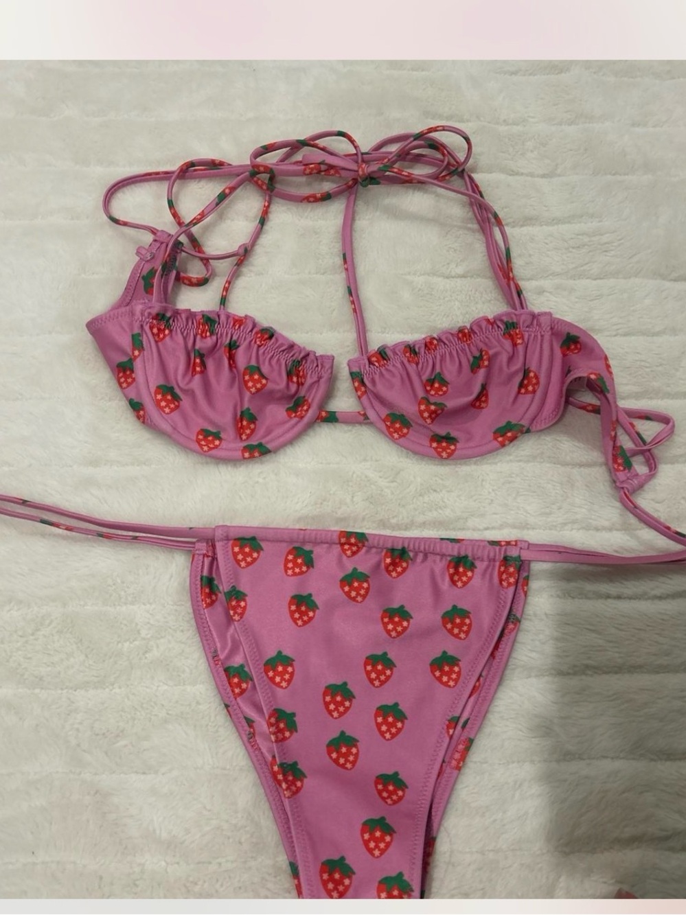 Strawberry Milk Mob Pink Strawberry Print Bikini